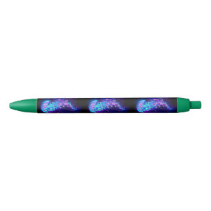 Kleurrijke gloeiende kwal zwarte inkt pen