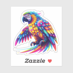Kleurrijke gloeiende papegaai sticker