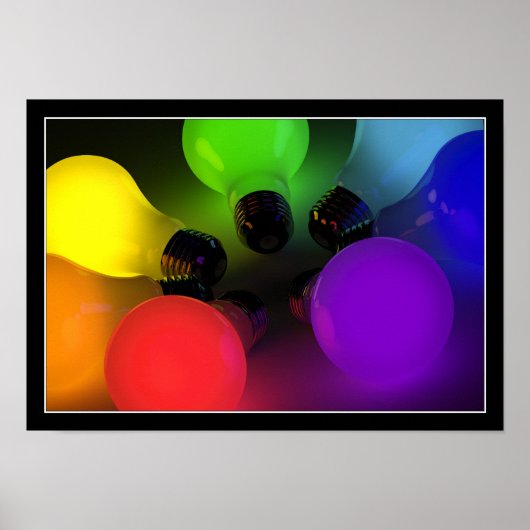 Kleurrijke gloeilampen - Poster (Voorkant)
