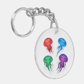 Kleurrijke Glowing Jellyfish Art Sleutelhanger (Voorkant Links)