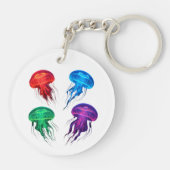 Kleurrijke Glowing Jellyfish Art Sleutelhanger (Achterkant)