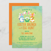 Kleurrijke Gnome Pasen Brunch en Egg Hunt Kaart (Voorkant / Achterkant)