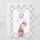 Kleurrijke Gnome Retro verjaardagsuitnodiging Kaart (Voorkant)