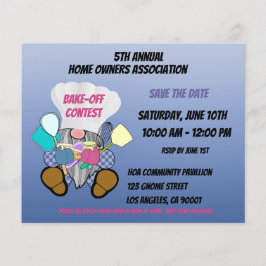 Kleurrijke Gnome Save The Date Bake-off wedstrijd  Flyer
