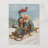 Kleurrijke  gnomen op een slee-kaart briefkaart (Voorkant)