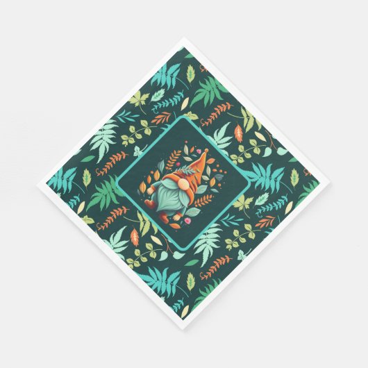 Kleurrijke gnoom en vallende bladeren servet (Hoek)