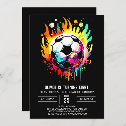 Kleurrijke Goal Waterverf Voetbal Verjaardag Kaart (Voorkant / Achterkant)