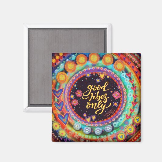 Kleurrijke goede vibes alleen inspiratie aanmoedig magneet (Voorkant / Achterkant)