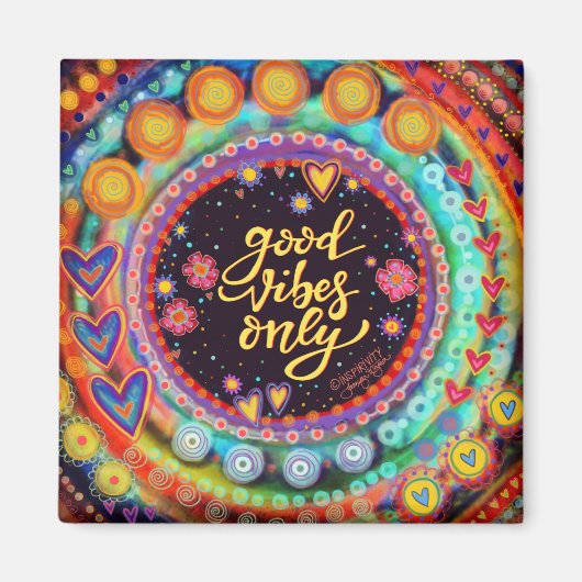 Kleurrijke goede vibes alleen inspiratie aanmoedig magneet (Voorkant)