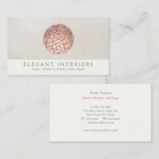 Kleurrijke Gold Circles Sphere Interieur Designer Visitekaartje (Voorkant / Achterkant)