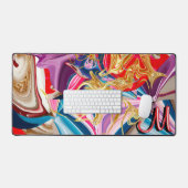 Kleurrijke Gold Swirl Smoke Monogram Vloeistof Abs Bureaumat (Keyboard & Muis)