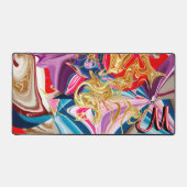 Kleurrijke Gold Swirl Smoke Monogram Vloeistof Abs Bureaumat (Voorkant)