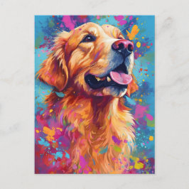 Kleurrijke Golden Retriever Briefkaart