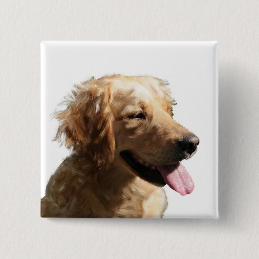 Kleurrijke Golden Retriever Button (Voorkant)