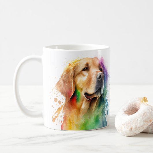 Kleurrijke Golden Retriever Dog Pet Coffee Mok, Cu Koffiemok (Met donut)