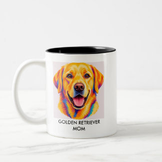 Kleurrijke Golden Retriever Moeder Tweekleurige Koffiemok