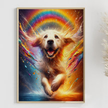 Kleurrijke Golden Retriever Rainbow Splatter Custo