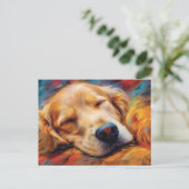 Kleurrijke Golden Retriever slapen Briefkaart (Staand voorkant)