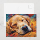 Kleurrijke Golden Retriever slapen Briefkaart (Voorkant / Achterkant)