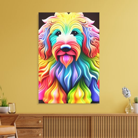 "Kleurrijke Goldendoodle Abstract levendig design Canvas Afdruk (Insitu (Woonkamer))