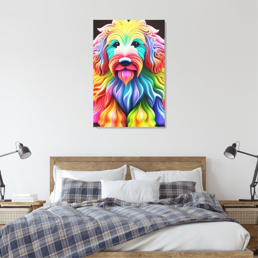 "Kleurrijke Goldendoodle Abstract levendig design Canvas Afdruk (Insitu (Slaapkamer))