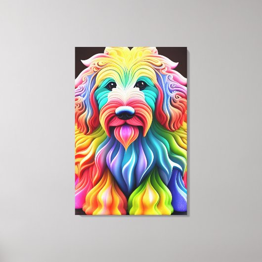 "Kleurrijke Goldendoodle Abstract levendig design Canvas Afdruk (Voorkant)