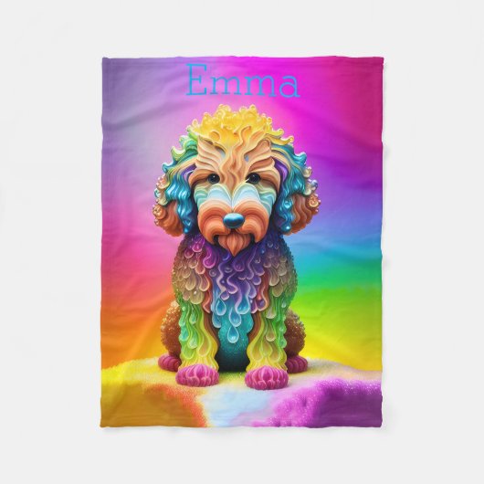 Kleurrijke Goldendoodle deken voor kinderen (Voorkant)