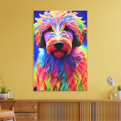 Kleurrijke Goldendoodle Dog Abstract Canvas Afdruk (Insitu (Woonkamer))
