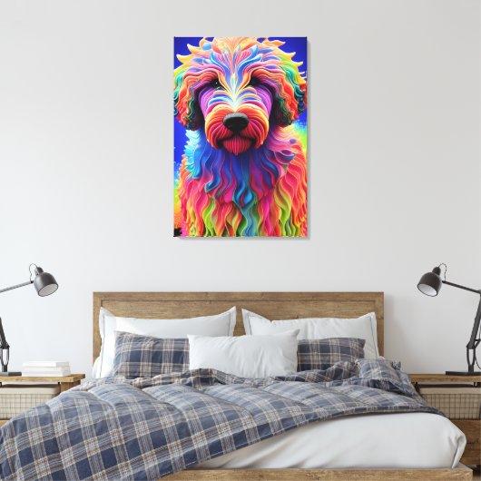 Kleurrijke Goldendoodle Dog Abstract Canvas Afdruk (Insitu (Slaapkamer))
