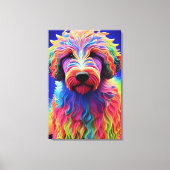 Kleurrijke Goldendoodle Feestelijk Vivid Abstract Canvas Afdruk (Voorkant)
