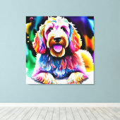 Kleurrijke Goldendoodle Schets Verpakt Canvas (Insitu (Houten vloer))