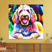 Kleurrijke Goldendoodle Schets Verpakt Canvas (Insitu (Woonkamer))