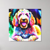 Kleurrijke Goldendoodle Schets Verpakt Canvas Afdruk (Voorkant)