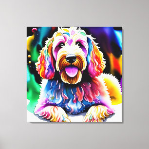 Kleurrijke Goldendoodle Schets Verpakt Canvas Afdruk