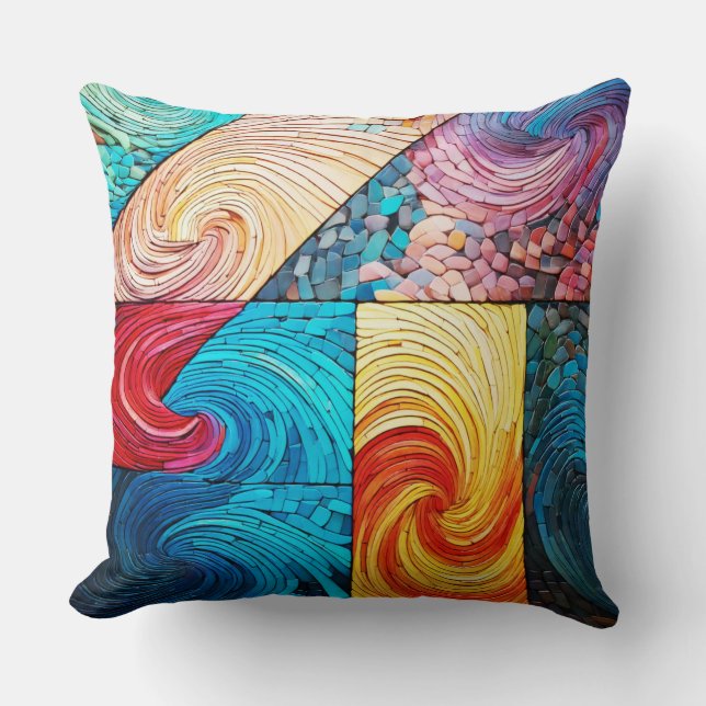 kleurrijke golf kussen (Voorkant)