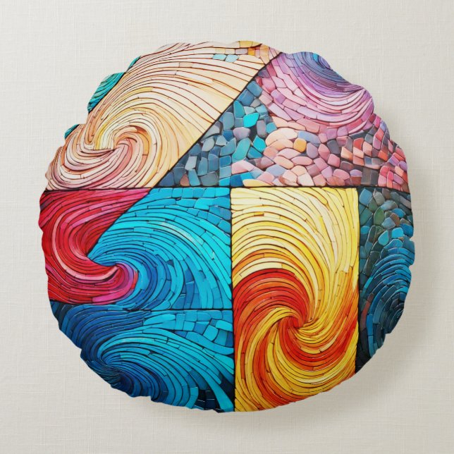 kleurrijke golf rond kussen (Voorkant)