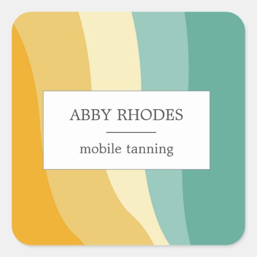 Kleurrijke golflijnen gepersonaliseerd vierkante sticker (Voorkant)