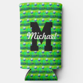 Kleurrijke golfpatroon Monogram T-shirt Off Naam S Seltzer Blikjeskoeler (Voorkant)