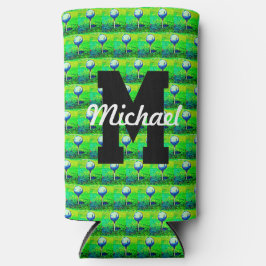 Kleurrijke golfpatroon Monogram T-shirt Off Naam S Seltzer Blikjeskoeler