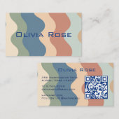 Kleurrijke Golfstrepen QR Code Chic Visitekaartje (Voorkant / Achterkant)