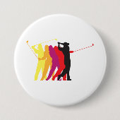 Kleurrijke Golfswing Silhouet Golfer Overzicht Ronde Button 7,6 Cm (Voorkant)