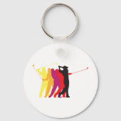Kleurrijke Golfswing Silhouet Golfer Overzicht Sleutelhanger (Achterkant)