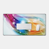 Kleurrijke golven Blauwe achtergrond Bureaumat (Keyboard & Muis)