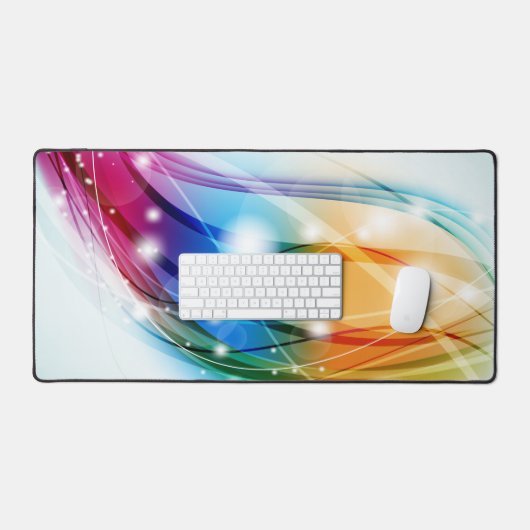 Kleurrijke golven Blauwe achtergrond Bureaumat (Keyboard & Muis)