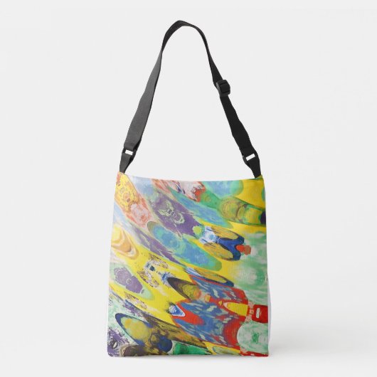 Kleurrijke golven crossbody tas (Achterkant)