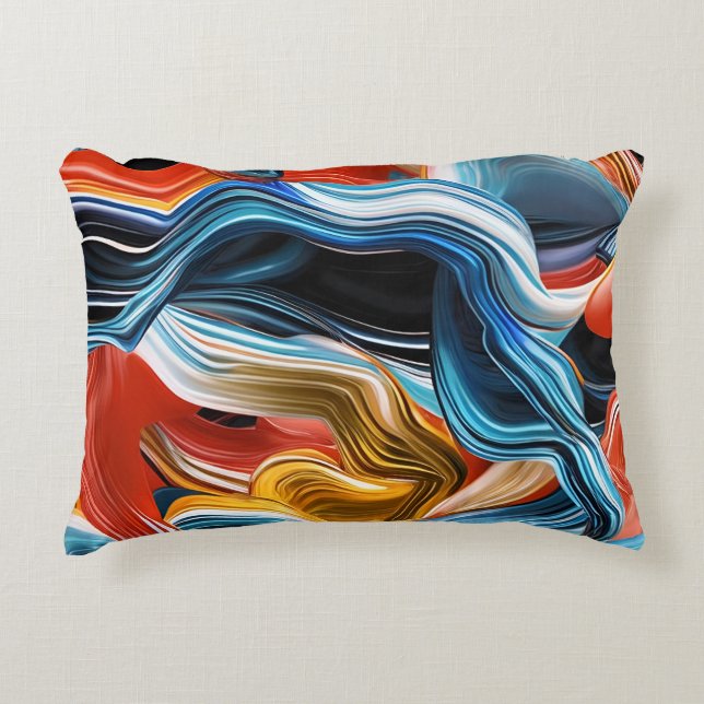 Kleurrijke golven en stromen accent kussen (Voorkant)