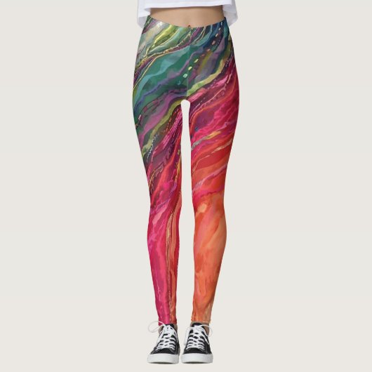 Kleurrijke golven Leggings (Voorkant)