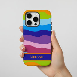 Kleurrijke golven met naam Case-Mate iPhone case