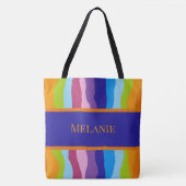 Kleurrijke golven met naam tote bag (Voorkant)