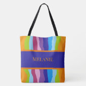Kleurrijke golven met naam tote bag (Achterkant)